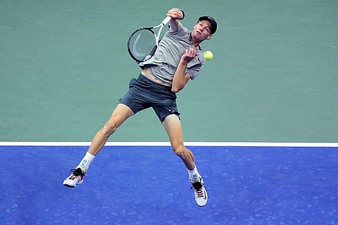 US Open tennis 2024: Jannik Sinner, of Italy, returns against Daniil Medvedev, of Russia